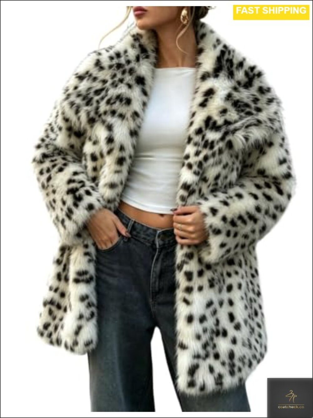 Womens Faux Fur Coat Long Warm Fluffy Fur Jacket